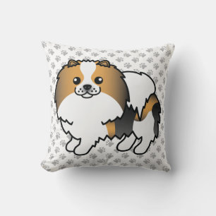 Coussin Poméranie tricolore de chasse Chien de dessin anim