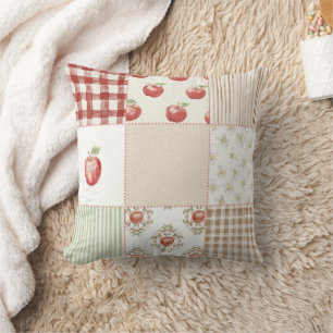 Coussin Pommes Vertes Crème Rouge