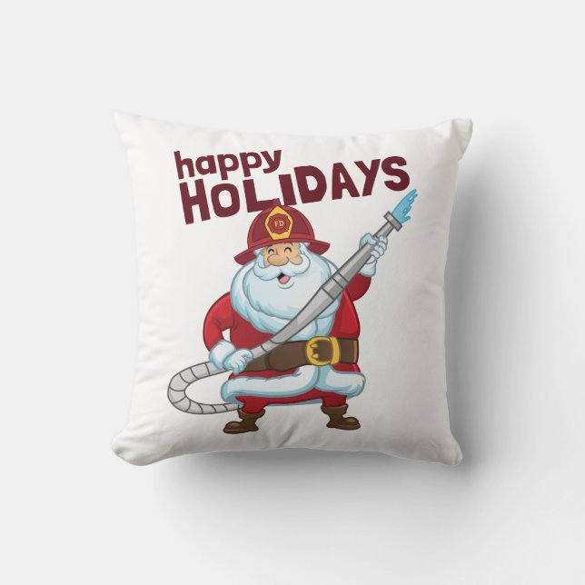 Coussin Pompiers Noël Père Noël Pompier (Recto)