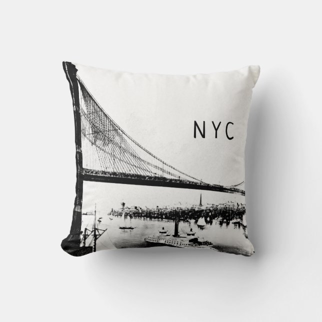 Coussin Pont Brooklyn | NYC | Noir et blanc (Recto)