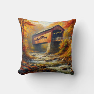 Coussin pont couvert d'automne classique