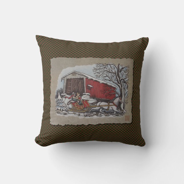 Coussin Pont couvert et Sleigh (Recto)