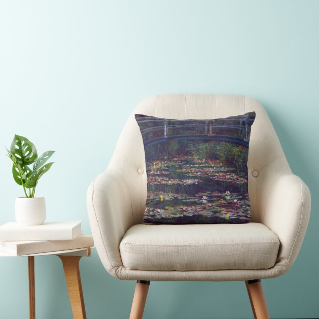 Coussin Pont sur l'étang Nénuphar par Claude Monet (Chaise)
