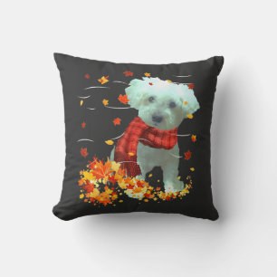 Coussin Poochon Écharpe d'automne - Chiens Feuilles d'auto