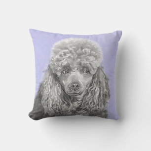 Coussin Poodé Jouet miniature Argent gris bleu Chien Art
