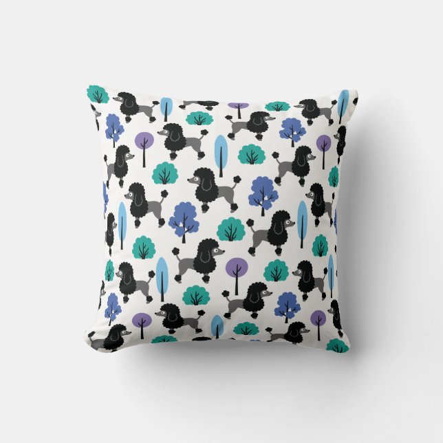 Coussin Poodle dans le parc (Recto)