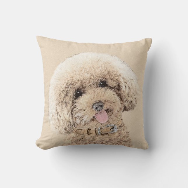 Coussin Poodle Miniature Toy Apricot Crème Chien Brown Art (Recto)