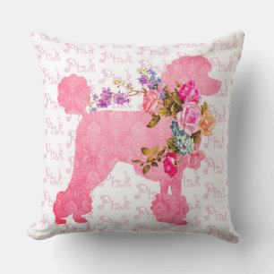 Coussin Poodle rose