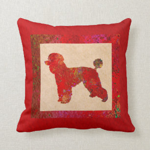 Coussin Poodle rouge