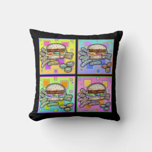 Coussin Pop Art HAMBURGER LÈVEMENT RÉversible