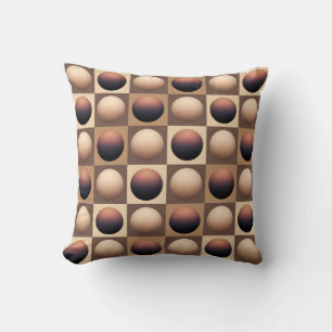 Coussin Pop Art Sphères, Chocolat Brown et beige