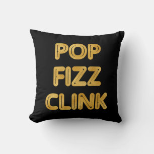 Coussin Pop Fizz Clink Typographie moderne
