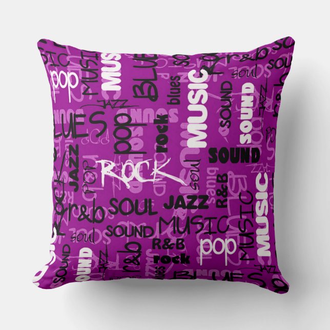 Coussin Pop Rock Rose R & B Music Texte Lancer l'oreiller (Recto)