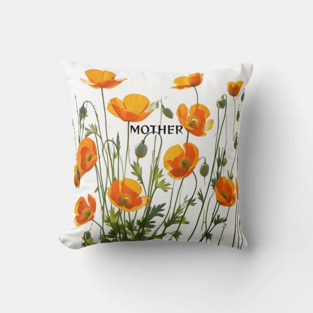 Coussin Poppies californiennes/galloises. Cadeau de la Fêt (Recto)
