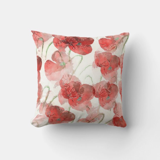 Coussin Poppies d'aquarelle (Recto)