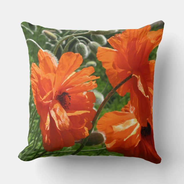 Coussin Poppies orientales de la lune d'Orange (Recto)