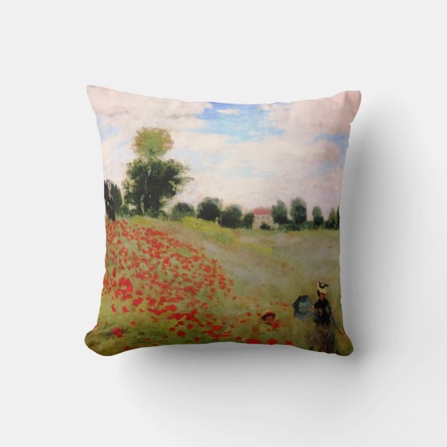 Coussin Poppies rouges par Monet - Poppy Field Parasol Fem (Recto)