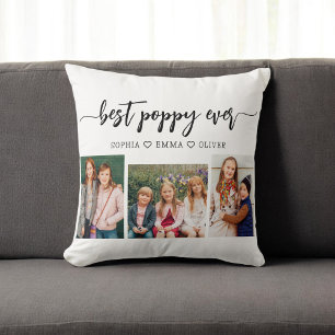 Coussin Poppy Grand-Père Petits-Enfants Photo Collage