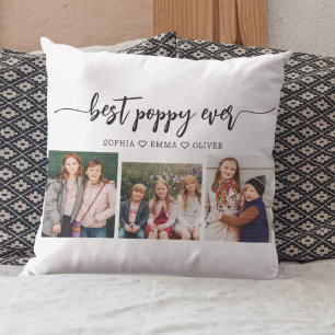 Coussin Poppy Grand-Père Petits-Enfants Photo Collage