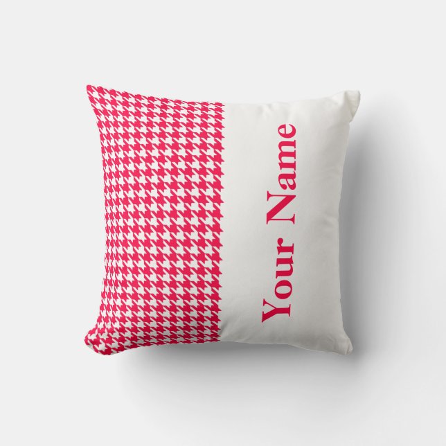 Coussin Poppy Modern Houndstooth avec nom (Recto)
