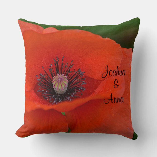 Coussin Poppy rouge personnalisé (Recto)
