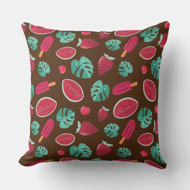 Coussin Popsicle, cerise, fraise et pastèque (Recto)