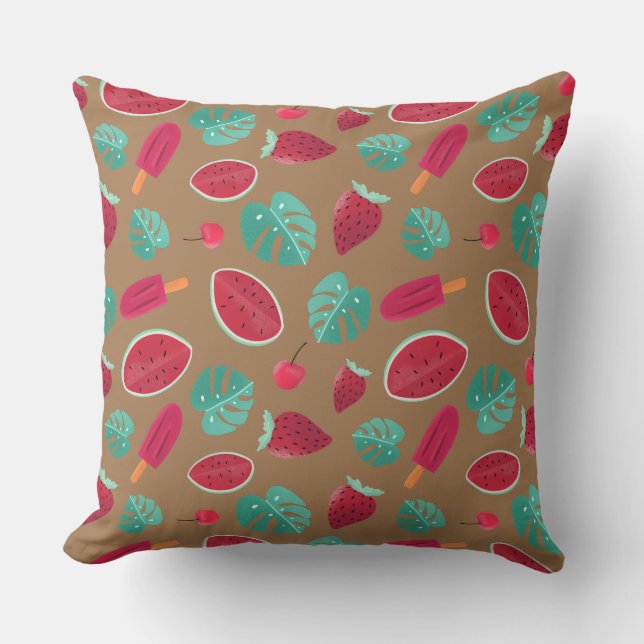 Coussin Popsicle, cerise, fraise et pastèque (Recto)