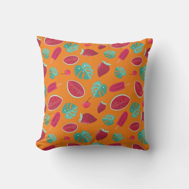 Coussin Popsicle, cerise, fraise et pastèque (Recto)