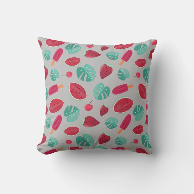Coussin Popsicle, cerise, fraise et pastèque (Recto)