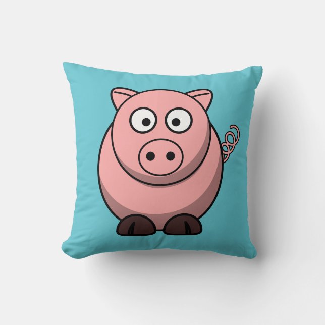 Coussin Porc de bande dessinée sur l'Aqua (Recto)