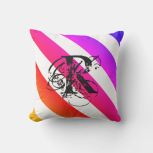 Coussin Porc Vibrant Couleurs été Monogramme Moderne