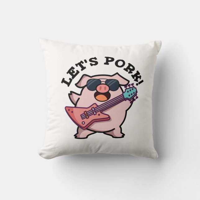 Coussin Pork Funny Rock Guitare Pig Pun (Recto)