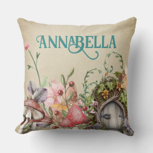 Coussin Porte de jardin de fées de la forêt enchantée vint