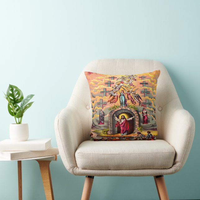 Coussin Porte du Ciel Jésus embrassé par les anges (Chaise)