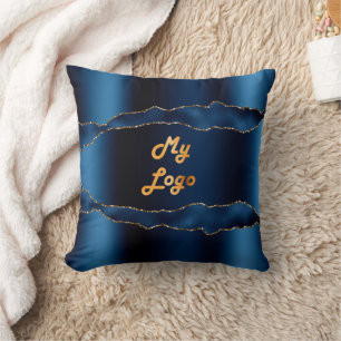 Coussin Porte en or bleu marbre nom commercial logo