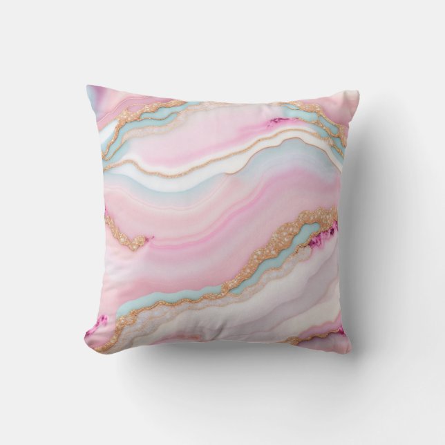Coussin Porte rose clair Marbre Collection tendance (Recto)