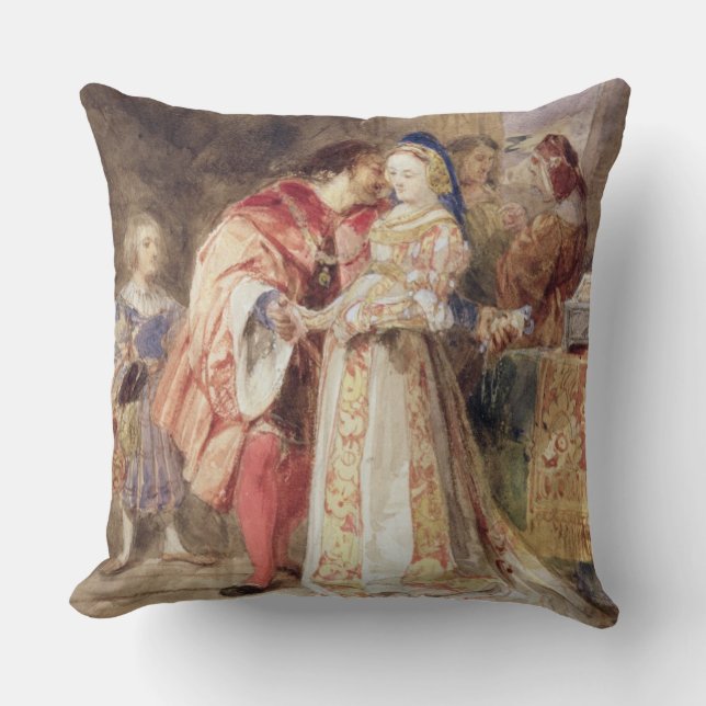 Coussin Portia et Bassanio, c.1826 (la semaine, encre (Recto)