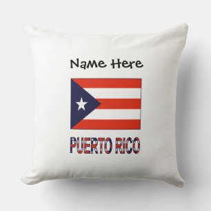 Coussin Porto Rico et drapeau portoricain avec votre nom