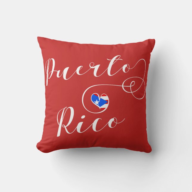 Coussin Porto Rico Heart Flag, Porto-Rico (Recto)