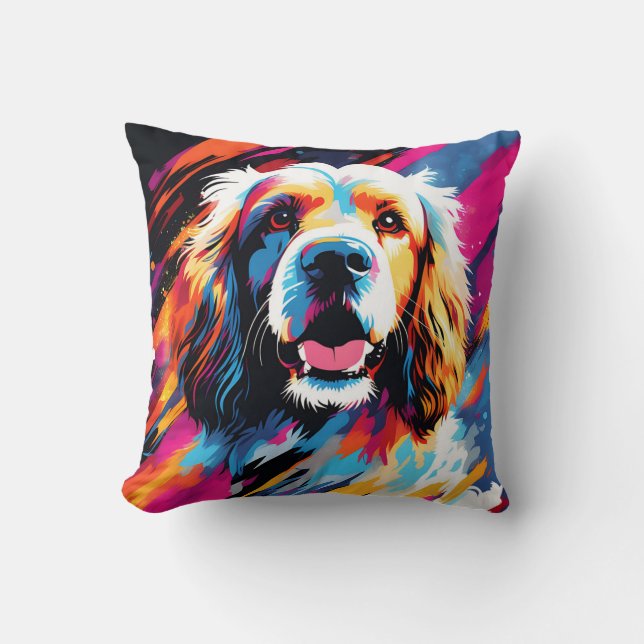 Coussin Portrait Abstrait Cocker Spaniel (Recto)
