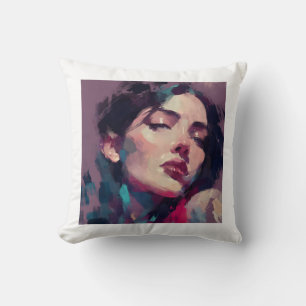 Coussin Portrait Abstrait de Lumière Néon