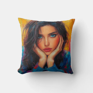 Coussin Portrait Abstrait Pixelated
