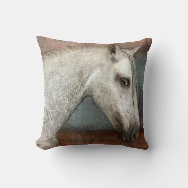 Coussin Portrait de Cheval Andalou Gris Dappé (Recto)