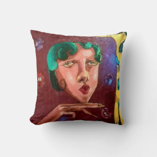 Coussin Portrait de femme Abstraite colorée