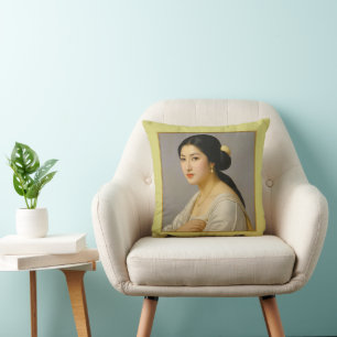 Coussin Portrait de femme d'art fin "Yuki Mori"
