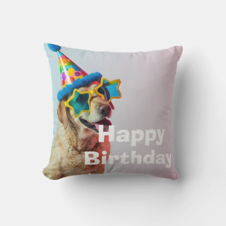 Coussin portrait de fête de chien drôle anniversaire d'ani