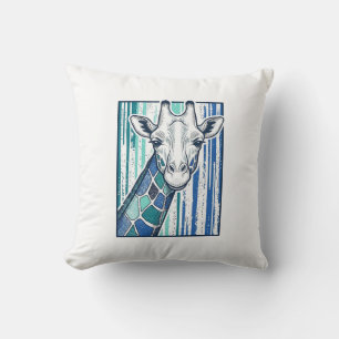 Coussin Portrait de girafe coloré Gravure vintage vecteur