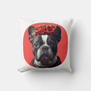 Coussin Portrait de pug audacieux dans l'art populaire
