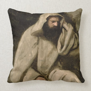 Coussin Portrait d'un moine, c.1840-45 (huile sur la