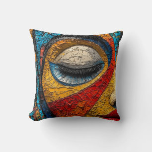 Coussin Portrait en mosaïque - Art Abstrait coloré